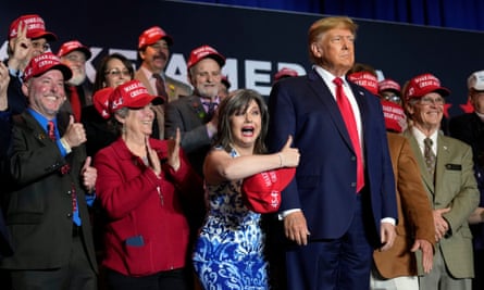 Donald Trump at a campaign rally in Manchester, New Hampshire, on 27 April.