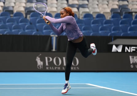 Coco Gauff in a practice session in Melbourne