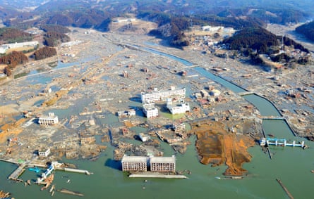 The devastated town of Minamisanriku, Miyagi, two days after the tsunami.