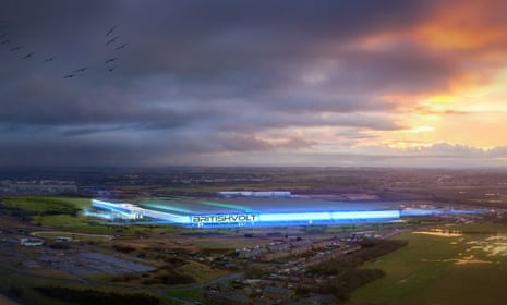An artist’s impression of the £3.8bn electric vehicle battery ‘gigafactory’ planned for construction in Blyth, Northumberland