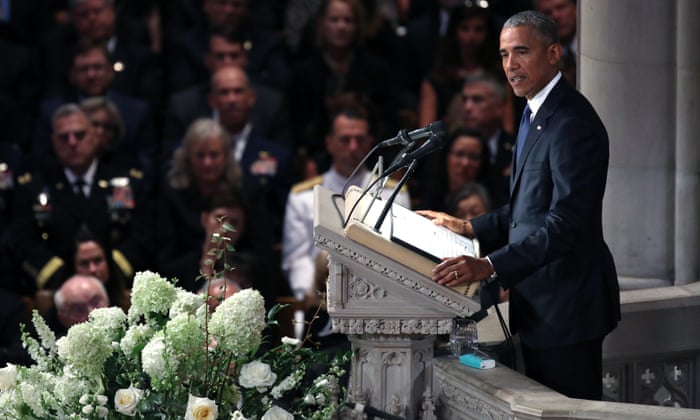 John Mccain Funeral Obama S Eulogy Denounces Insult And Bombast
