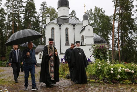 Putin visits the Valaam Monastery in the Republic of Karelia, Russia.