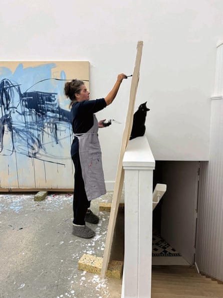 Emin working in her studio in Margate, 2024.