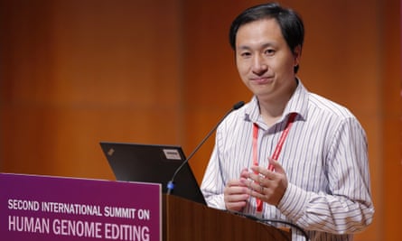 He Jiankui speaks during the Human Genome Editing Conference in Hong Kong