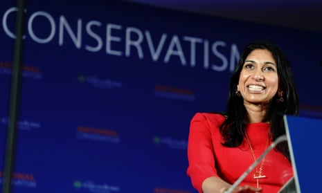 Suella Braverman makes a speech at the National Conservatism conference in central London.