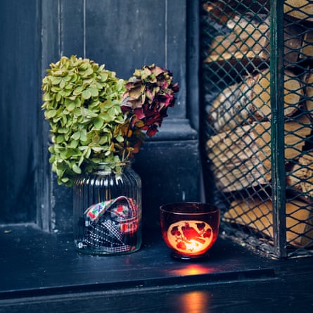 Dried hydrangea flowers.