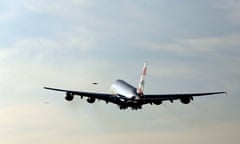 A British Airways A380 takes off