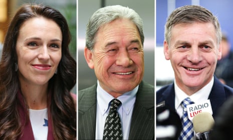 Winston Peters, centre, announced a coalition with Jacinda Ardern’s Labour, ousting National leader Bill English as prime minister.