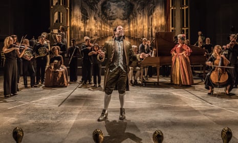Epic space … Lucian Msamati in Michael Longhurst’s production of Amadeus at the National Theatre in 2016.