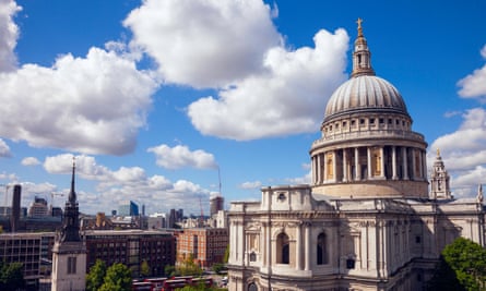 High angle views of the cathedral and the City of London