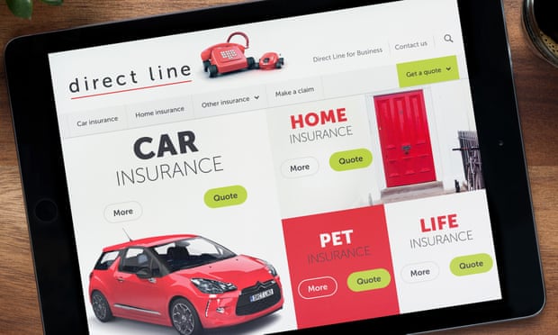 The website of Direct Line on an iPad tablet