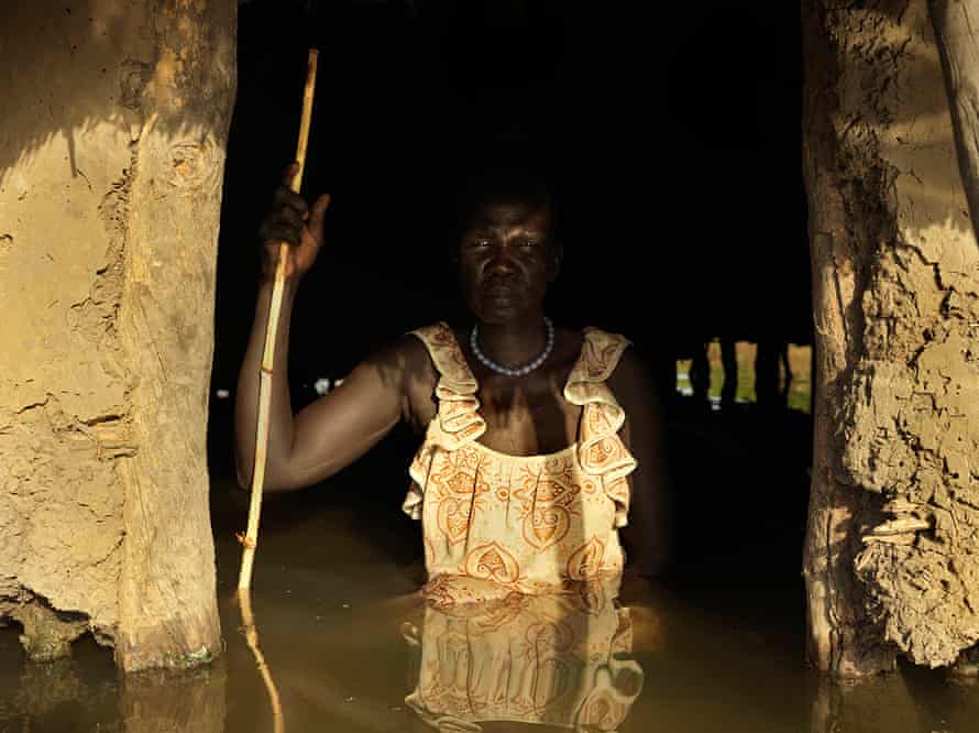 Nyakeet Yoay in her flooded home