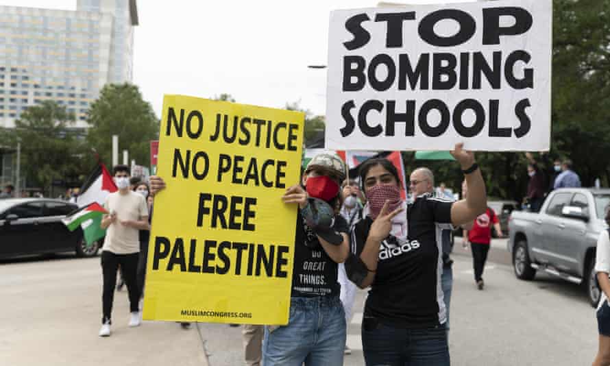 Pro-Palestine protesters march in Houston, Texas, last week.