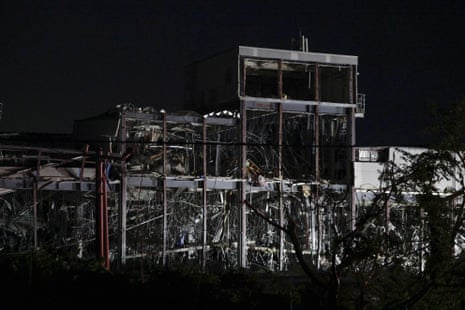The damaged Aeon Mall shopping centre, where, according to local media, an explosion occurred after an earthquake with a preliminary magnitude of 7.1 struck Japan's southern Kumamoto prefecture, in Kashima Town, Kumamoto Prefecture, Japan, July 28, 2026.