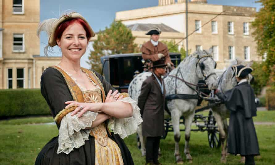 Alice Roberts, dressed as a Georgian lady in Bristol, in series two of Britain’s Most Historic Towns.