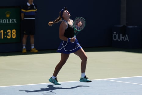 Mirra Andreeva lets loose after her third-round vcitory.