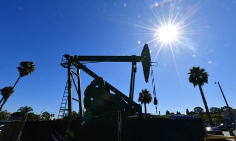 A pumpjack from California-based energy company Signal Hill Petroleum is seen in Signal Hill, California