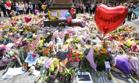 Floral tributes in St Ann’s Square, Manchester