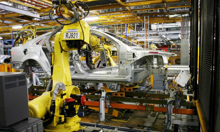 Robots on the production line at Holden’s manufacturing plant in Elizabeth, South Australia. The major carmakers will leave Australia in 2017.