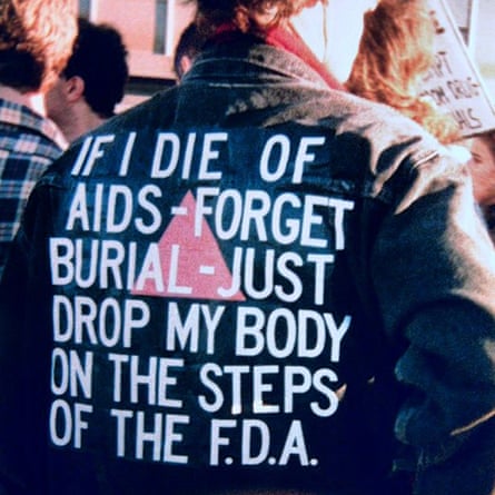 A jacket worn by Wojnarowicz at an AIDs demonstration in 1988.