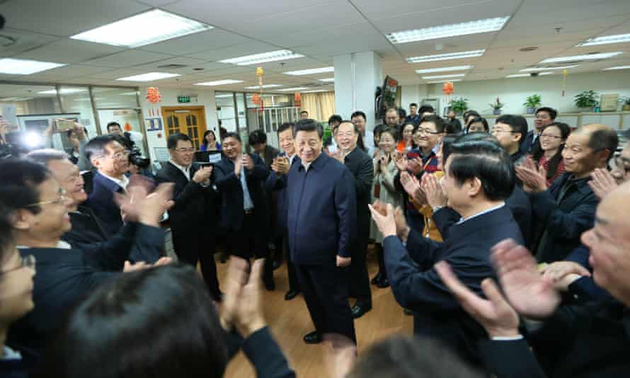 President Xi Jinping visiting the People’s Daily offices in Beijing in 2016.