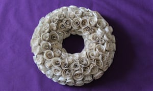 paper flower wreath made from pages of a book