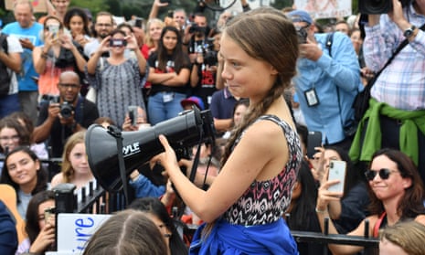 Greta Thunberg speaks at a climate protest outside the White House in Washington DC, on 13 September. 