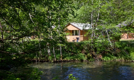 A waterside cabin at Sol Duc Hot Springs Resort.