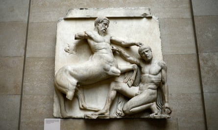 Part of the Parthenon or Elgin marbles in the British Museum in London.