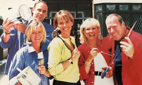 Changing Rooms presenter Carol Smillie flanked by Terry and Jimmy McDougall and their neighbours