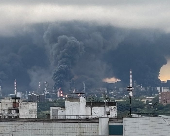 Ukrainian drones hit oil refinery and residential building in Moscow – video