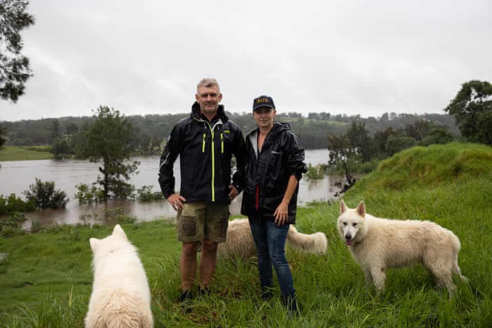 Rob Buchanan and Sam Magnusson on their horse breeding property in the lowlands of Richmond with the swelling Hawkesbury River at their backs