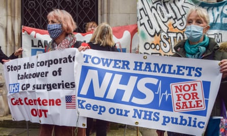 NHS protest outside the high court in London.