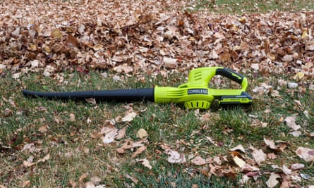 A Lazyboi Electric Leaf Blower photographed outside