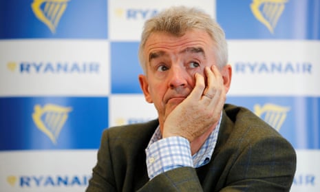 Michael O'Leary with his chin in his hand at a Ryanair event