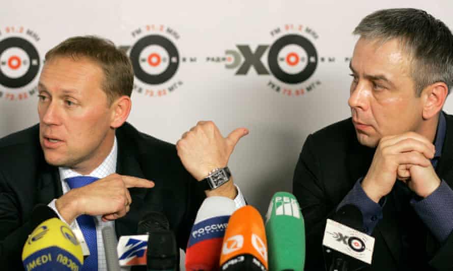 Lugovoi and Kovtun at a press conference in Moscow, in 2006.