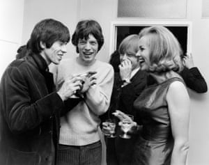Honor Blackman with the Rolling Stones in 1965