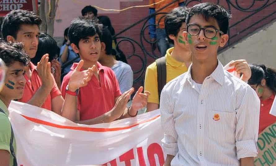 15-year-old Veer Ojas Khanna, right, wants the Indian government to start talking about the climate.