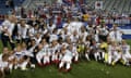 Lyon’s players and staff celebrate