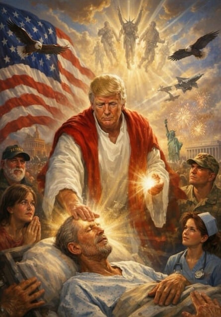An AI-generated illustration of Trump as Jesus.