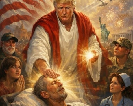 An AI-generated illustration of Trump as Jesus