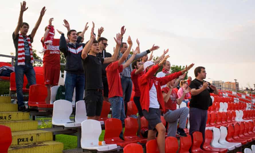 Fans chant during a game of Spartak’s second team.