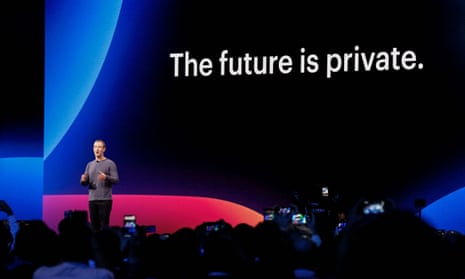 Mark Zuckerberg delivers the opening keynote introducing new Facebook, Messenger, WhatsApp, and Instagram privacy features at the Facebook F8 Conference in April.