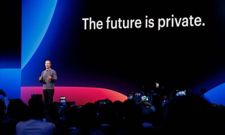 Mark Zuckerberg talking about privacy at a Facebook conference in 2019.