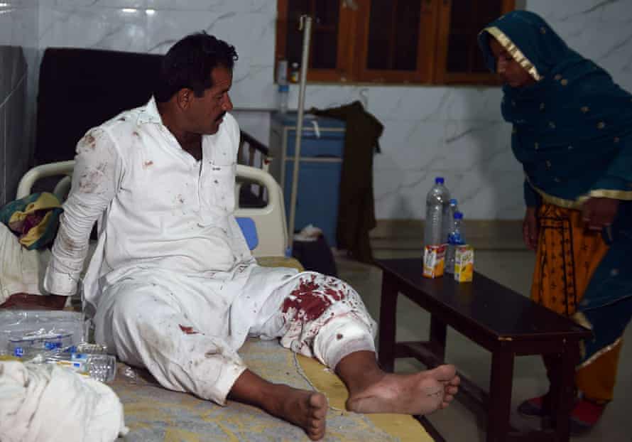 An injured man awaits further treatment at the local hospital.
