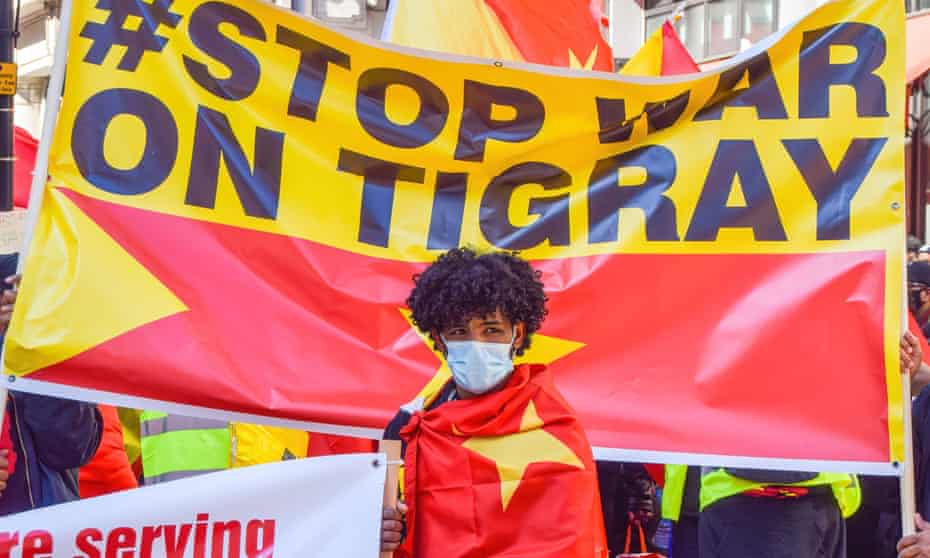 A protest in London last month against the war on Tigray.