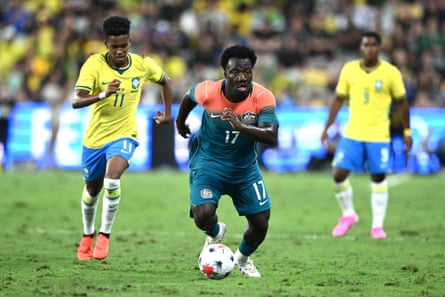 Nestory Irankunda in action against Brazil.