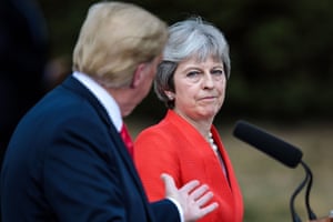 President Donald Trump with Prime Minister Theresa May following their meeting at Chequers.