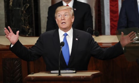 Donald Trump delivers his State of the Union address in 2018.