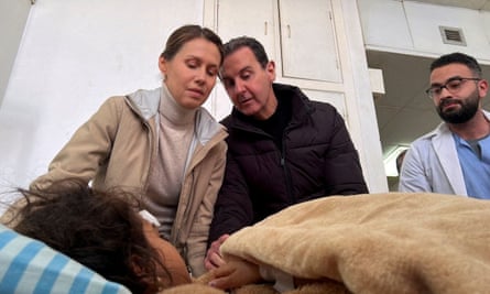 Bashar al-Assad and his wife, Asma, visit survivors of the earthquake in Latakia, western Syria